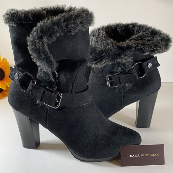 Dana Buchanan Connie Faux Fur Trim Ankle Boots - Picture 1 of 16